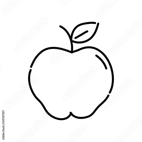 Apple doodle icon. Hand drawn black sketch. Vector Illustration.