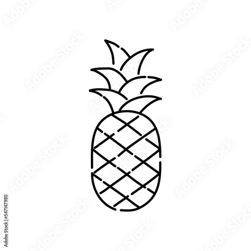 Pineapple doodle icon. Hand drawn black sketch. Vector Illustration.