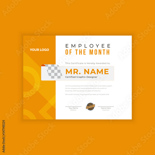 employee of the month - certificate template. Certificate, an employee of the month vector template. Certificate of Appreciation Template with Vintage Ornamental