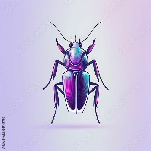 Canvastavla Illustration of a bright scarab beetle isolated on a blue background