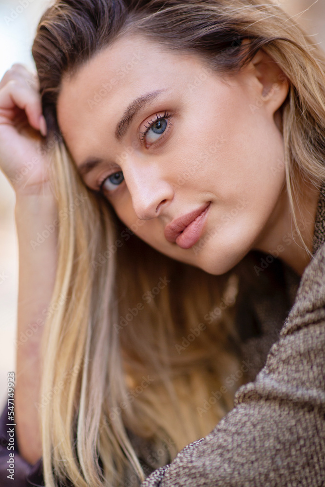 Close up face of beautiful young woman with long hair Close up face of beautiful young woman with long hair