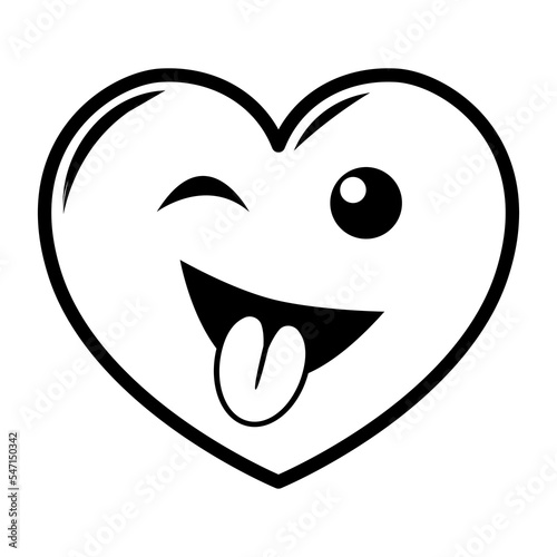 Line art hearts emoticon. Emotional hearts with black thin line, isolated on white background.PNG with transparent background