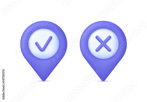 Free Download 3D Location pin and check, cross marks. GPS navigator pointer. - GFXLoad