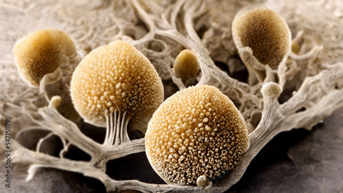 Microscopic fungi mycelium, generative ai illustration