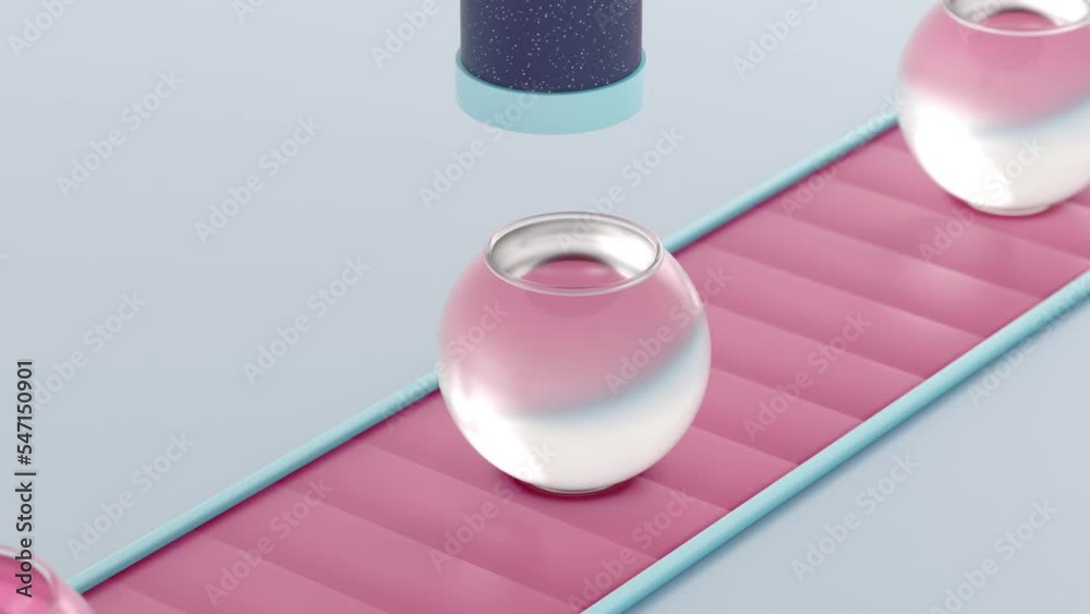 4K Video animation. Animated looped background strips of plasticine filling a glass sphere.