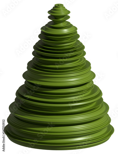 Christmas tree holiday decoration. 3D rendering abstract fir for new year celebration.