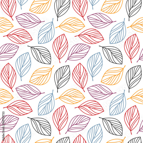 Geometric leaves seamless pattern vector. Abstract linear branches floral backdrop illustration. Wallpaper  background  fabric  textile  print  wrapping paper or package design.