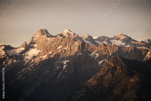 Sunset view of the Alps in the Chiavenna Valley  Northern Italy