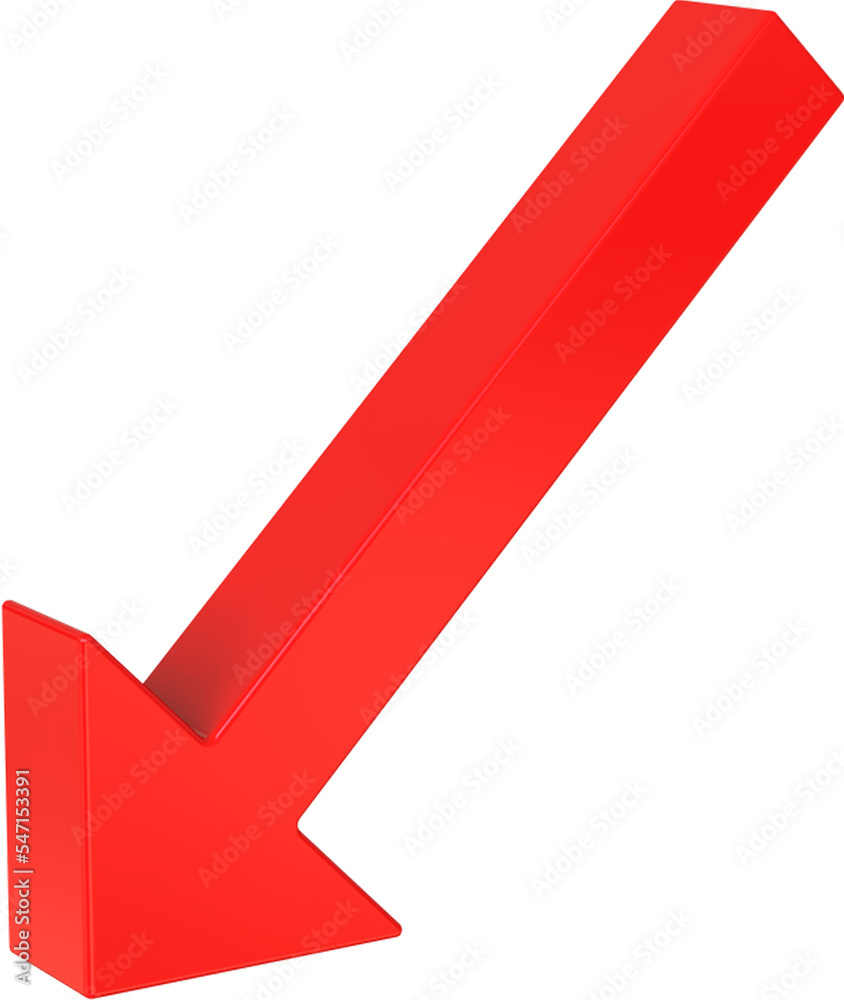 Down Arrow isolated on transparent background. 3D rendering Down Arrow isolated on transparent background. 3D rendering