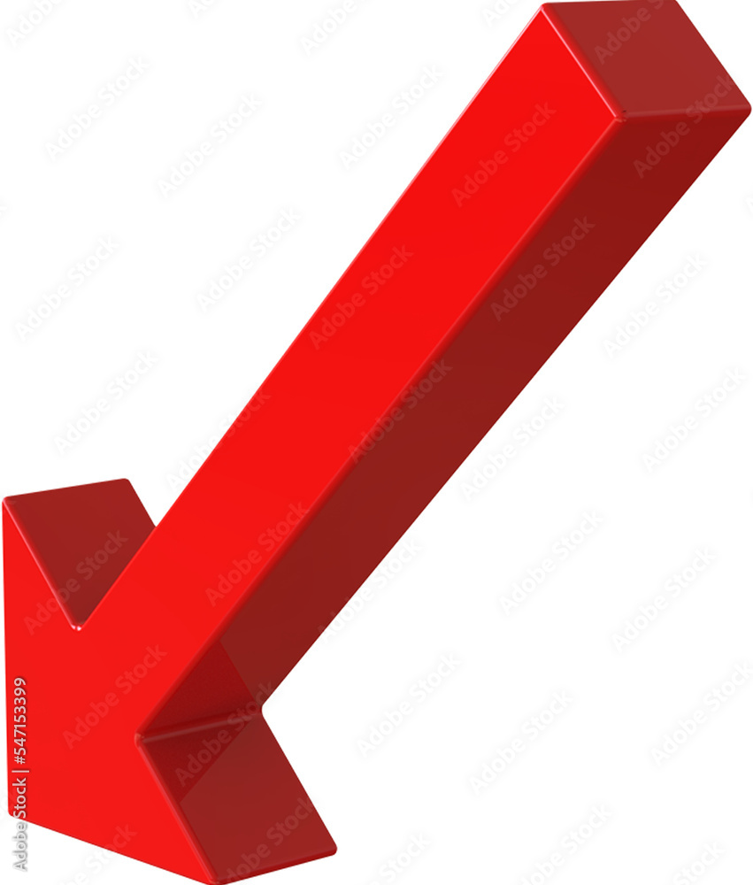 Down Arrow isolated on transparent background. 3D rendering Down Arrow isolated on transparent background. 3D rendering