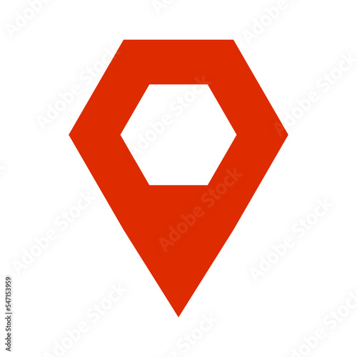 Hexagonal map pin icon. Location pin. Vector.