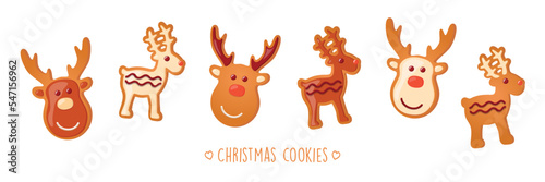 christmas cookies gingerbread set with different icing and sugar decoration deer