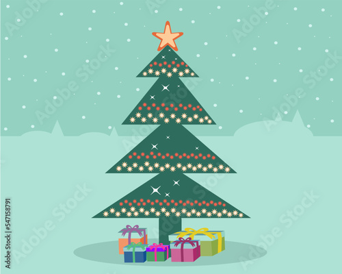 Christmas tree with gifts icon