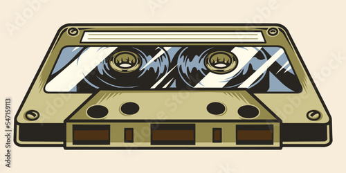 Music cassette vintage colorful element