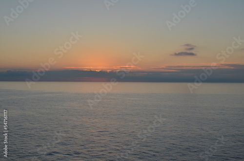 Bright Sunset mediterranean Sea Italy colorfull reflection on Ocean