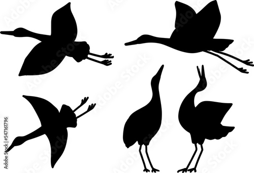 渡り鳥のシルエットイラストセット　黒