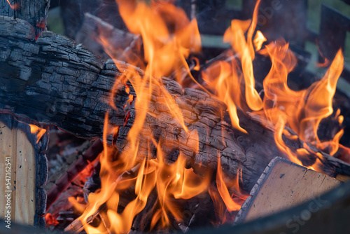 A beautiful bonfire is burning in the fire.