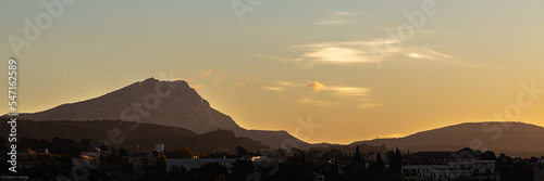 the Sainte Victoire mountain in the light of an autumn morning