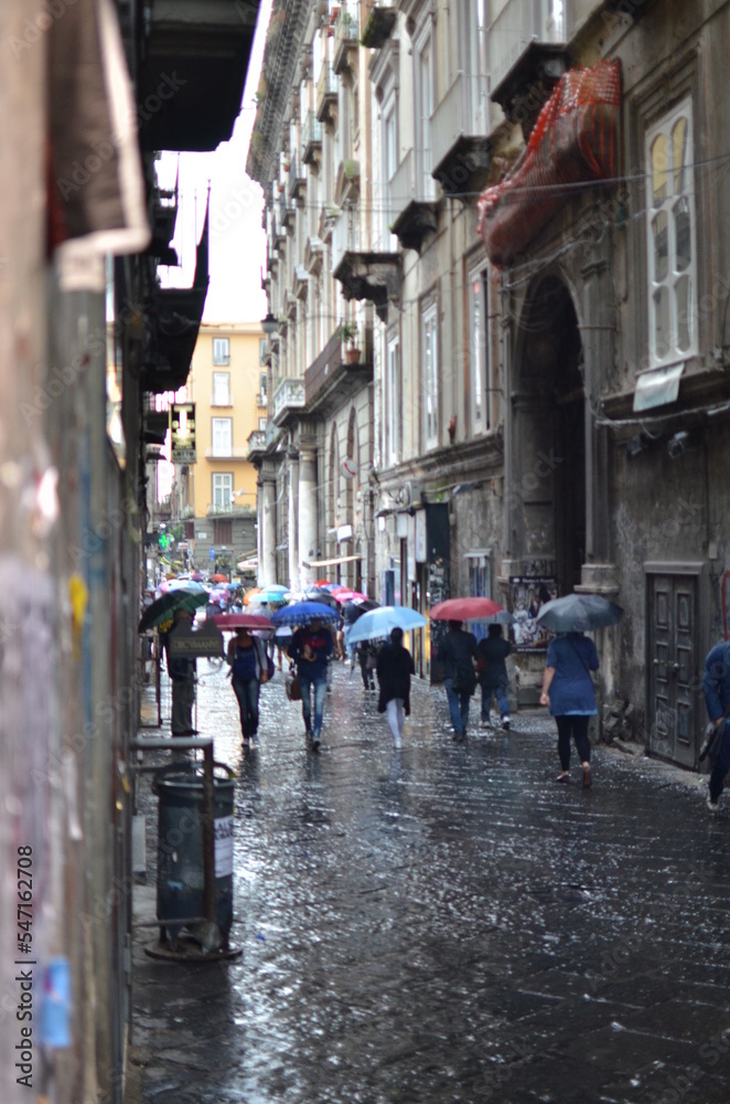 Rainy Day Old Town Neapel Naples narrow Street