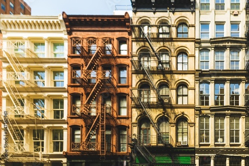 Beautiful view of the buildings in the Soho neighborhood in Lower Manhattan, New York