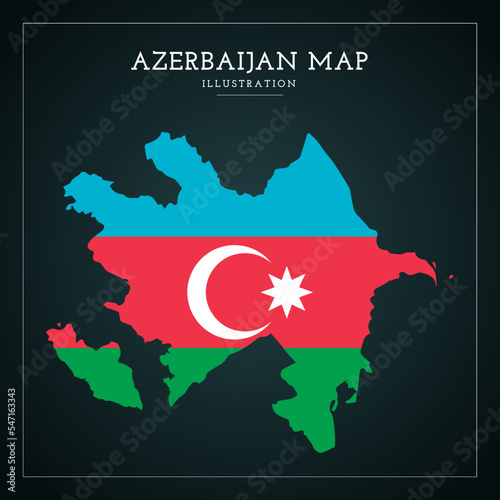 Flat Azerbaijan Map Flag Vector Illustration 