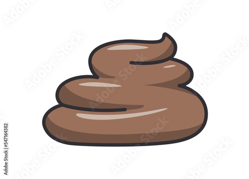 Brown pile of shit. Dog feces with an unpleasant odor. Symbol of disgust. Poop in cartoon style outline flat graphics.