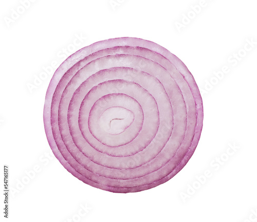 Sliced red onion rings on transparent background PNG.