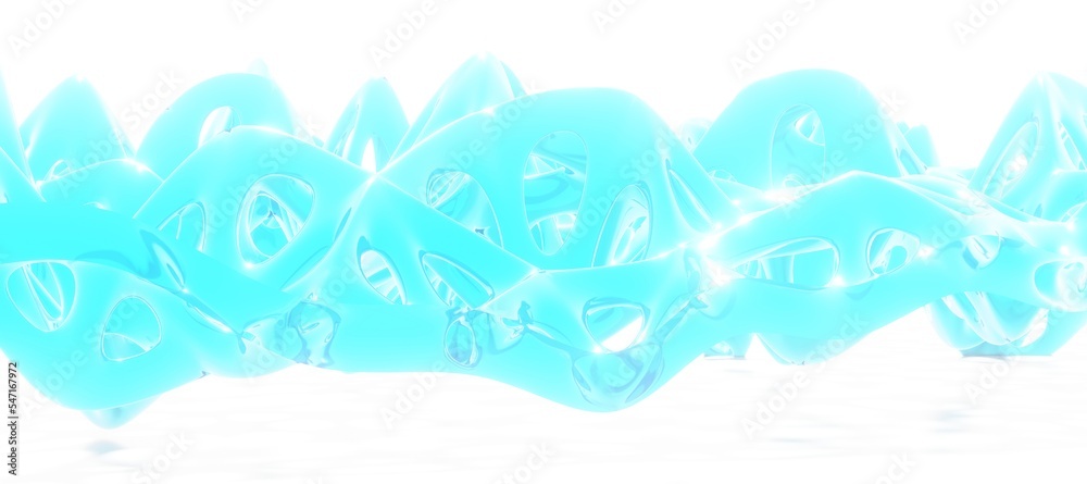 Abstract background blue curved design of material 3d render