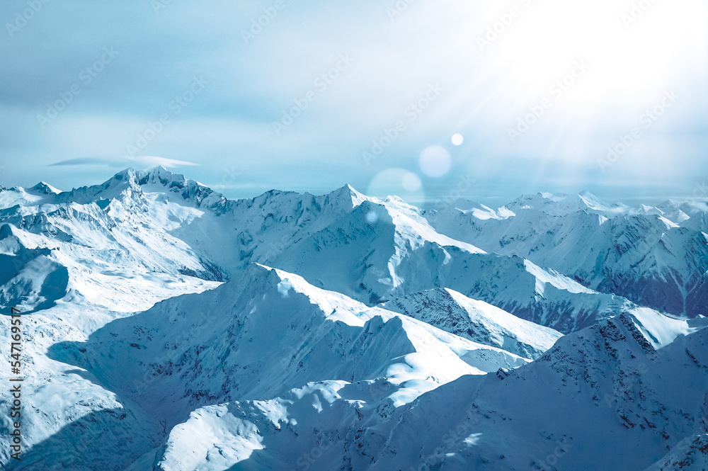Fototapeta premium Wild and untouched snowy mountain landscape in breathtaking winter atmosphere photographed in Mölltal Glacier ski resort. Mölltaler glacier, Flattach, Kärnten, Austria, Europe.