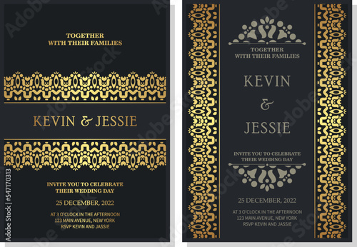 Elegant wedding invitation with pattern motif