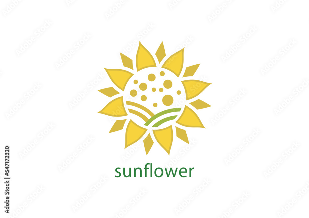 Fototapeta premium Sunflower with bubbles inside logo concept