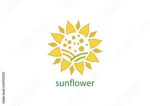 Sunflower with bubbles inside logo concept