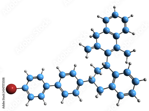  3D image of Brodifacoum skeletal formula - molecular chemical structure of anticoagulant poison  rodenticide isolated on white background
 photo