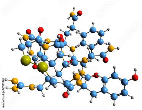 3D image of Vasopressin skeletal formula - molecular chemical structure of antidiuretic hormone isolated on white background photo