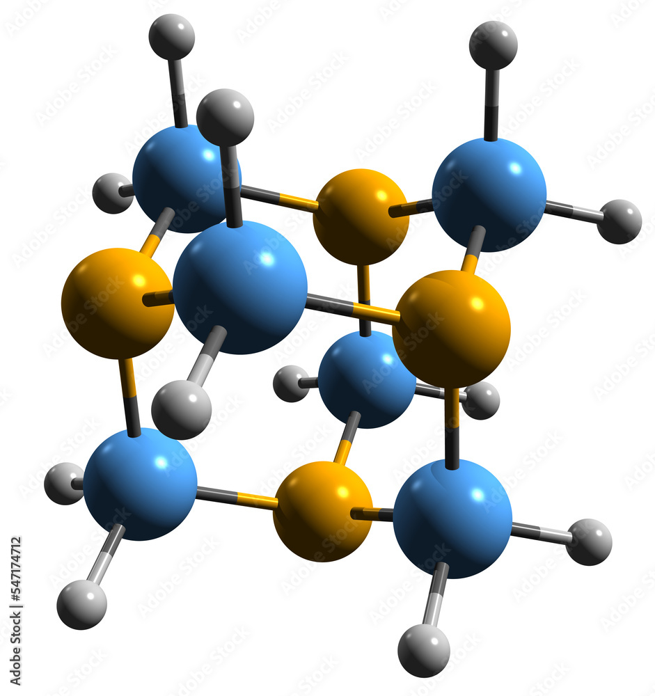 ภาพประกอบสต็อก 3D image of Hexamethylenetetramine skeletal formula ...