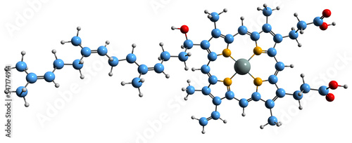  3D image of Heme O skeletal formula - molecular chemical structure of porphyrin isolated on white background
 photo