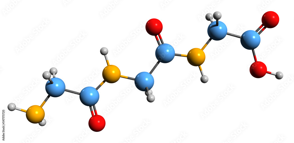 3D image of Glycyl-glycyl-glycine skeletal formula - molecular chemical