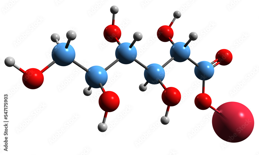 3D image of Sodium gluconate skeletal formula - molecular chemical structure of isolated on white background
3D image of Sodium gluconate skeletal formula - molecular chemical structure of isolated on white background