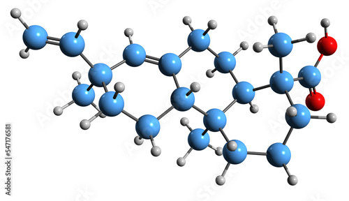  3D image of Dectropimaric acid skeletal formula - molecular chemical structure of glycoside isolated on white background
 photo