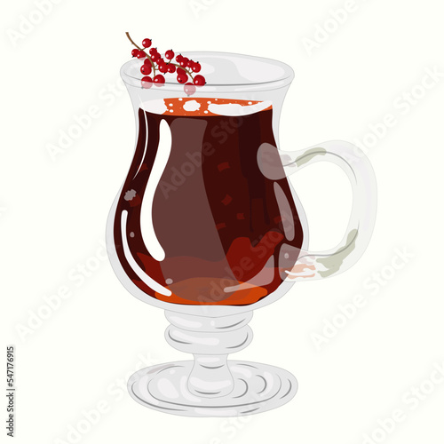 tea with berries. Vector illustration