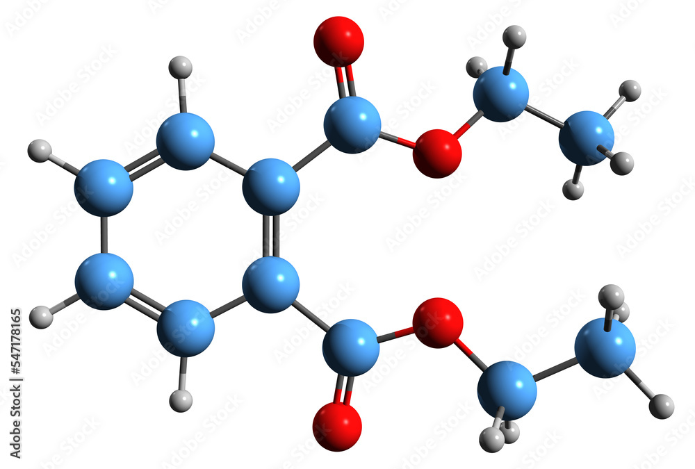 3D image of Diethyl phthalate skeletal formula - molecular chemical structure of phthalate ester DEP isolated on white background
3D image of Diethyl phthalate skeletal formula - molecular chemical structure of phthalate ester DEP isolated on white background