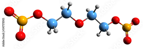  3D image of Diethylene glycol dinitrate skeletal formula - molecular chemical structure of explosive nitrated alcohol ester DEGDN isolated on white background
 photo