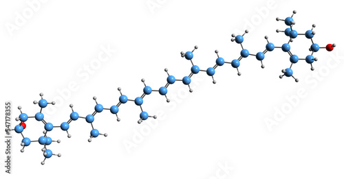  3D image of Zeaxanthin skeletal formula - molecular chemical structure of carotenoid xanthophyll isolated on white background
 photo