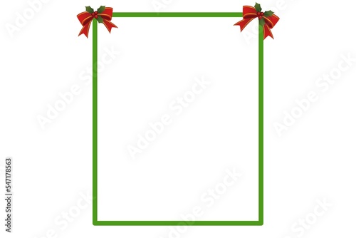 Christmas Border / Holly on white background.