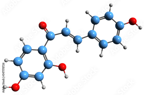  3D image of Isoliquiritigenin skeletal formula - molecular chemical structure of licorice phytochemical isolated on white background
 photo