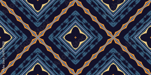 African Ethnic Ikat flower tribal Africa Seamless Pattern. Ethnic Geometric Batik Ikkat Digital vector textile Design for Prints Fabric saree Mughal brush symbol Swaths texture Kurti Kurtis Kurtas