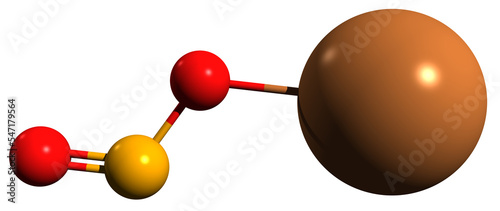  3D image of Potassium nitrite skeletal formula - molecular chemical structure of  inorganic compound isolated on white background
 photo