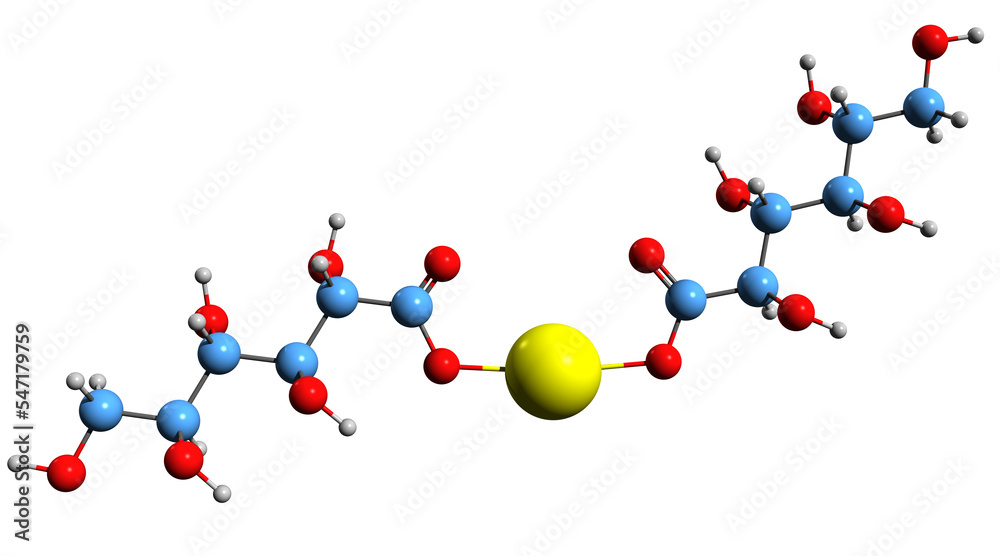 3D image of Calcium gluconate skeletal formula molecular chemical
