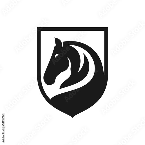 Portrait Horse silhouette logo inspiration, shield