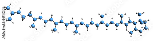  3D image of delta-Carotene skeletal formula - molecular chemical structure of  photosynthetic pigment carotin isolated on white background

